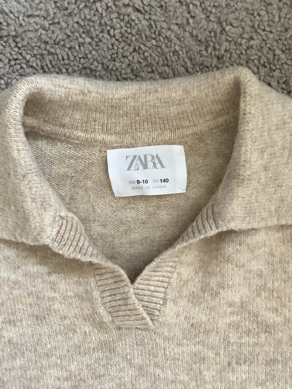 Zara Cream Knit Collared Sweater Jacket